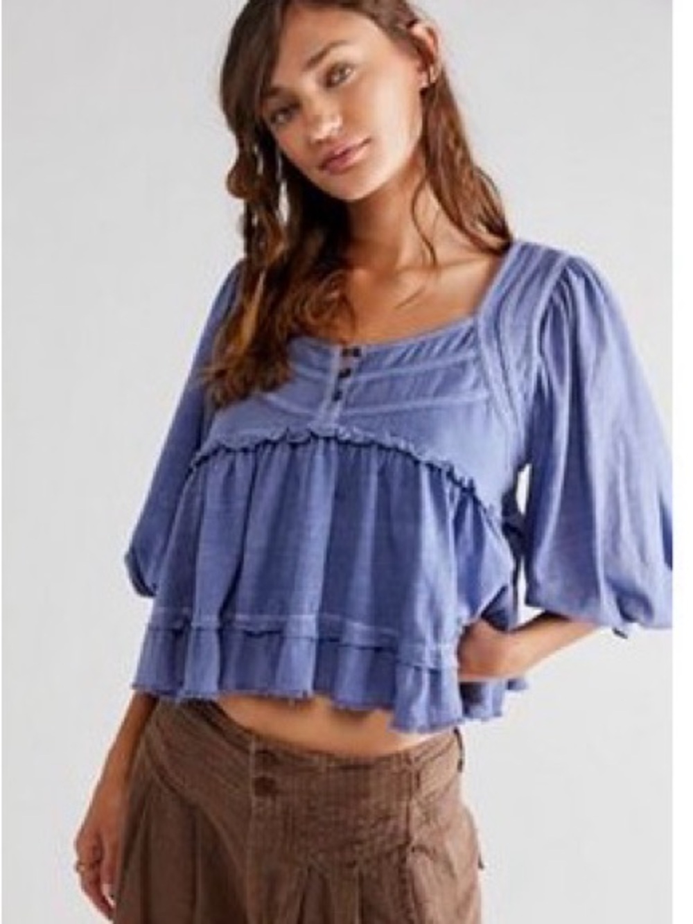 Free People Lavender Peasant Tunic Top
